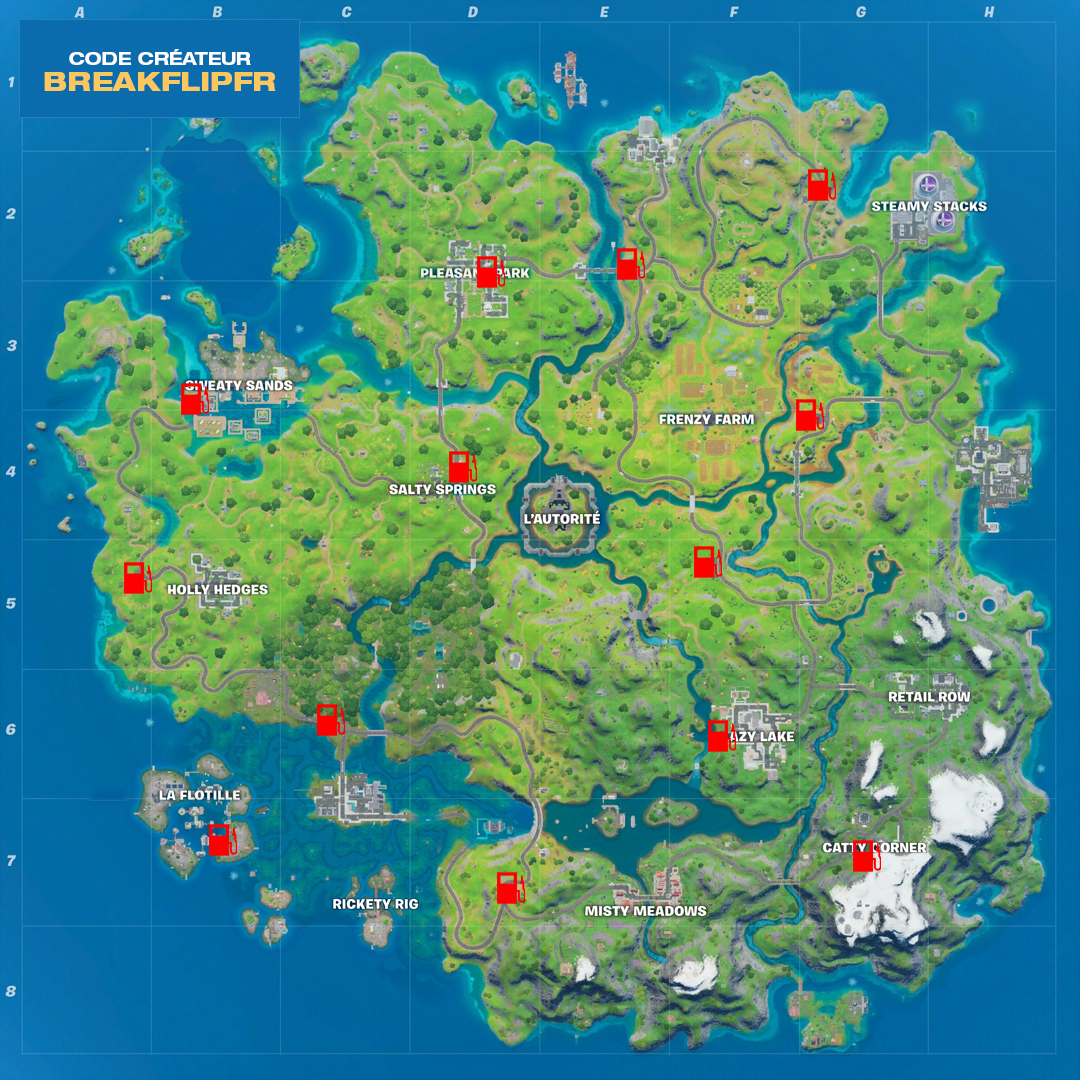 Où sont les stations essence dans Fortnite ?