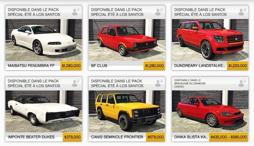 Les nouvelles voitures de GTA 5 Online