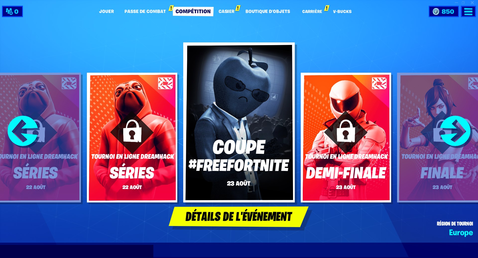 Classement de la Free Fortnite Cup