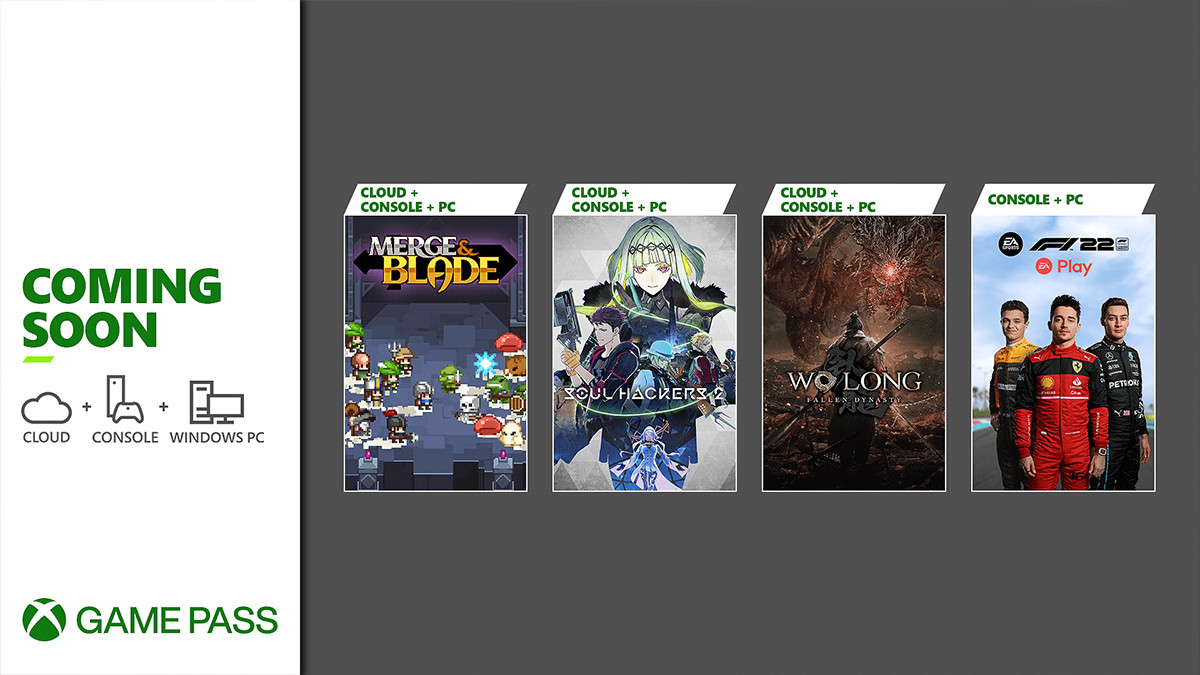 Xbox Game Pass : F1 22, Soul Hackers 2, Wo Long et Merge & Blade arrivent bientôt