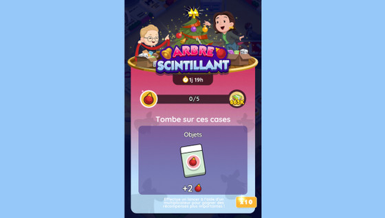 Arbre scintillant Monopoly GO, paliers, récompenses et durée pour l'événement de décembre 2023