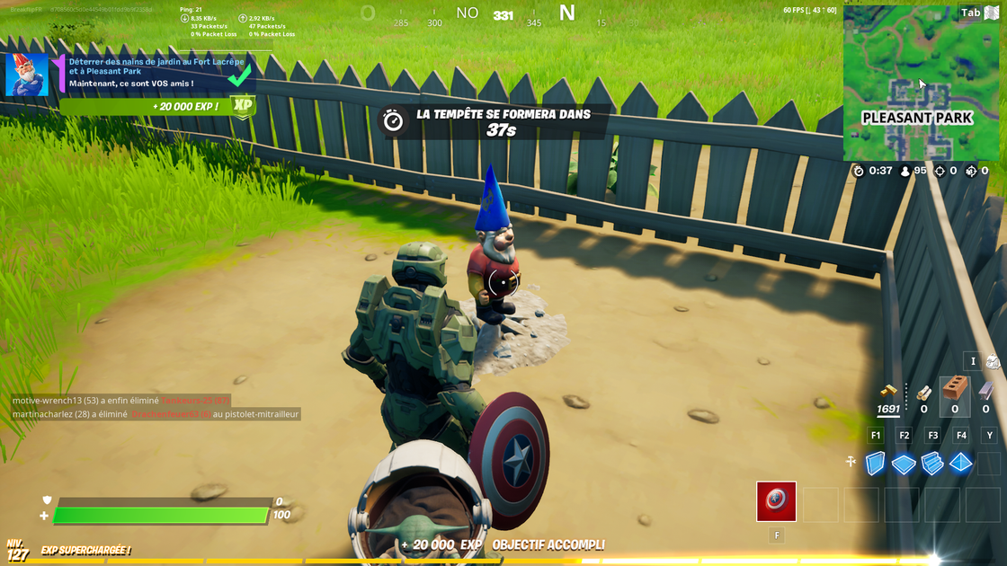 Fortnite : Déterrer des nains de jardin au Fort Lacrêpe et à Pleasant Park, défi et quête semaine 5 saison 5