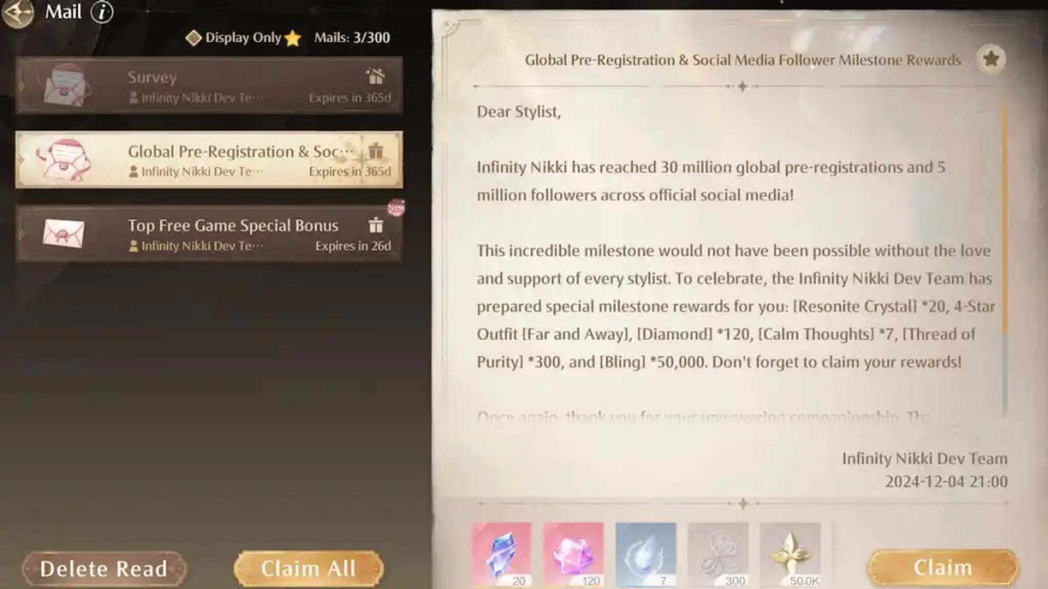 infinity-nikki-mail-recompenses-preinscription