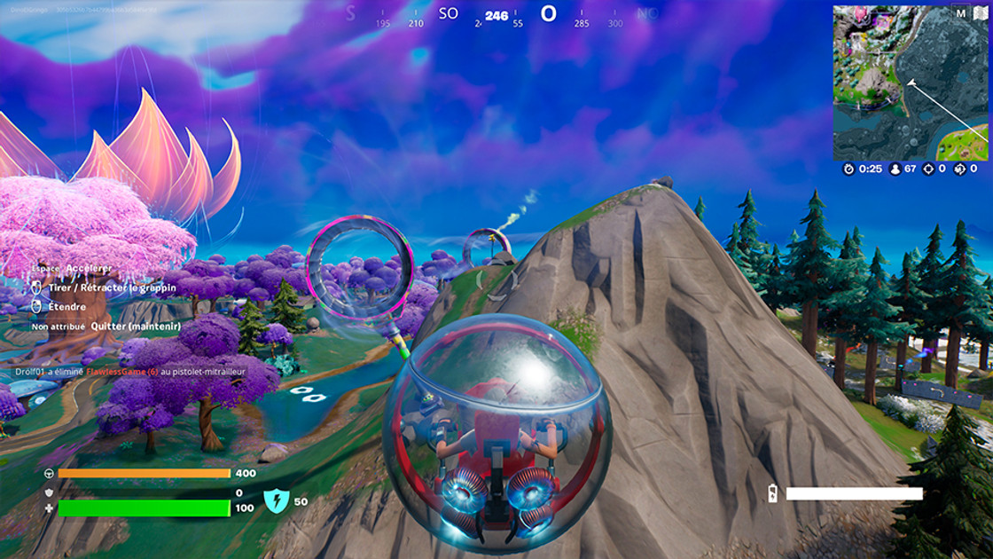 Entrer dans le sillage aérien avec une Bulle mobile au Bulmobilator dans Fortnite, défi semaine 2 saison 3 chapitre 3