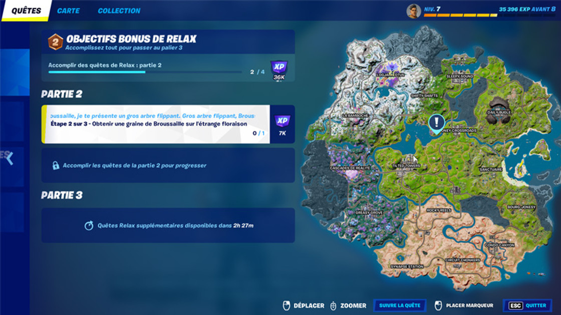 Obtenir une graine de Broussaille sur l'étrange floraison dans Fortnite, défi saison 3, chapitre 3