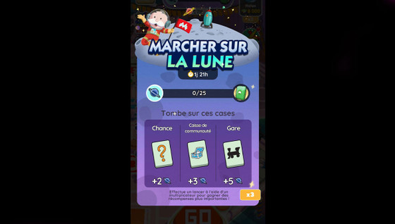 Marcher sur la lune Monopoly GO, paliers, récompenses et durée pour l'événement de février 2024