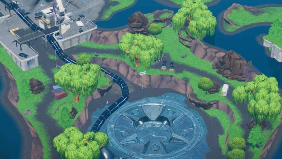 Fortnite : Puce 04 Décryptage, Traverser en chute libre les anneaux au-dessus de Loot Lake avec la traînée de condensation Plasma, Défi