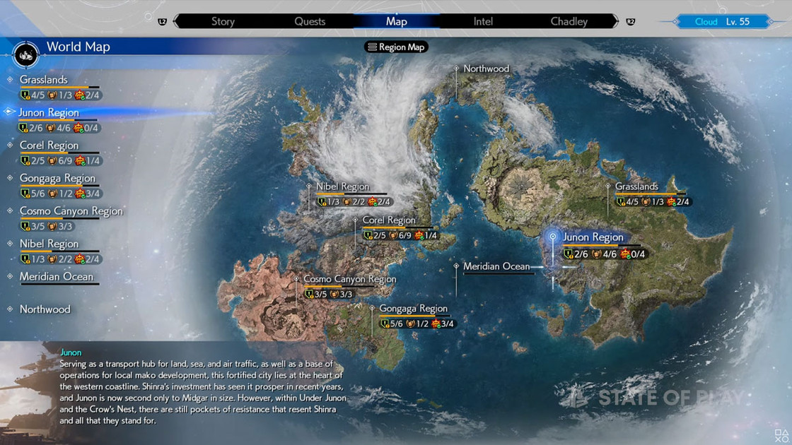 World Map FF7 Rebirth : toutes les zones et infos sur la carte du monde de Final Fantasy VII