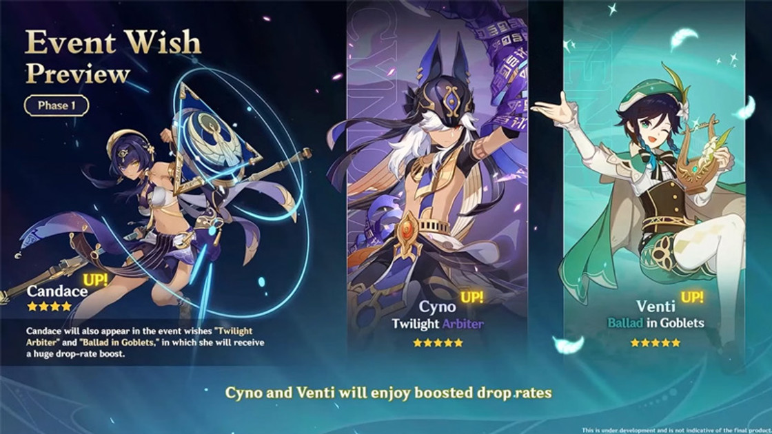 Cyno, Venti, Nilou et Albedo dans les bannières du patch 3.1 sur Genshin Impact