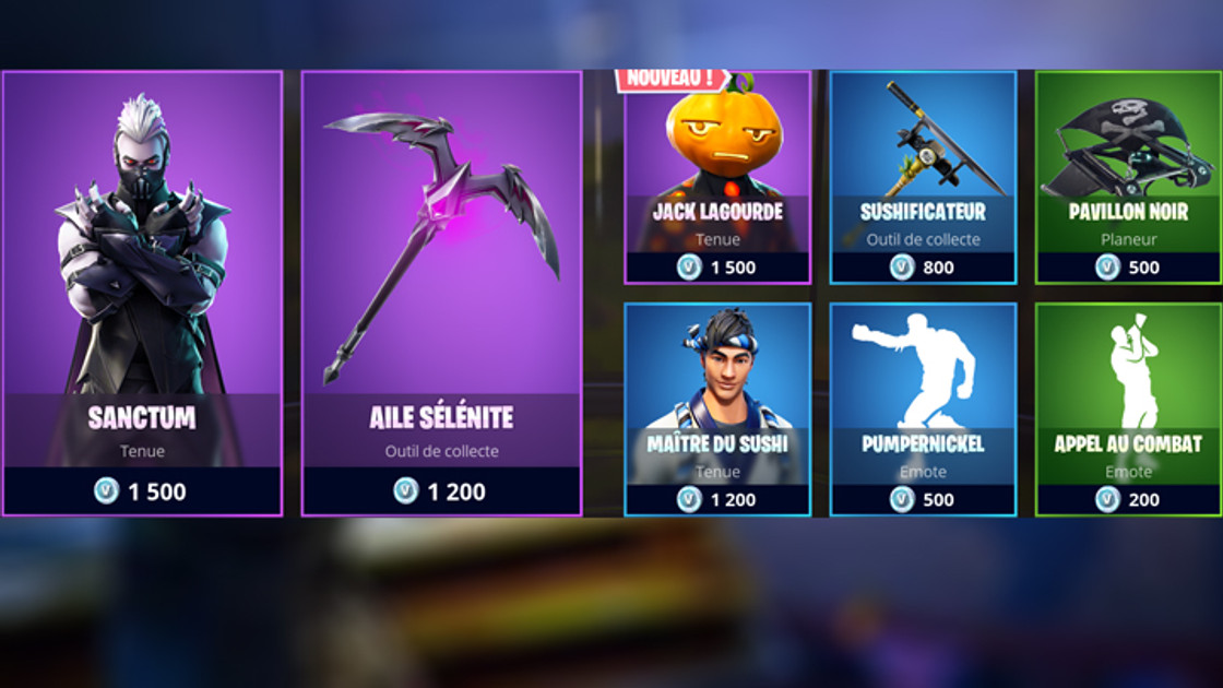 Boutique Fortnite 20 octobre