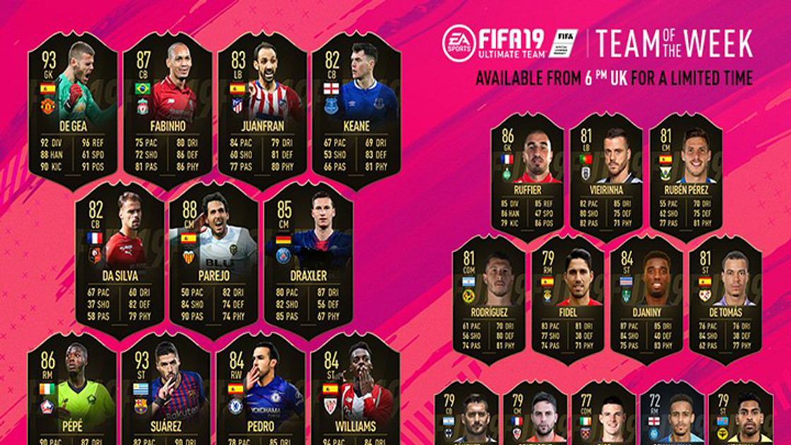 FIFA 19 : TOTW, l'équipe de la semaine 18 – FUT