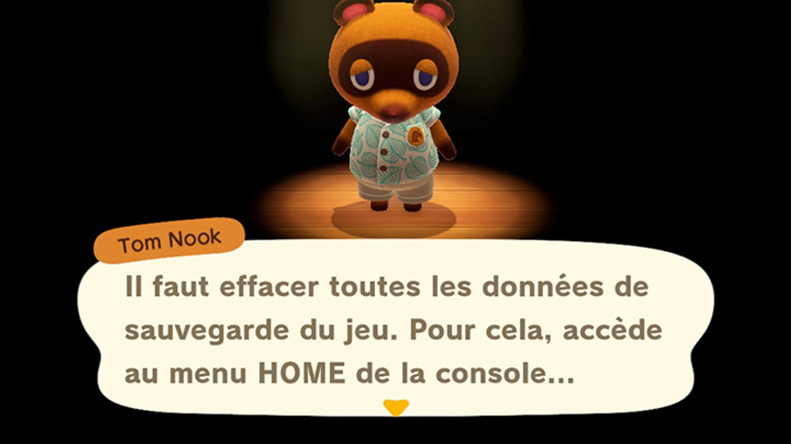 Animal Crossing New Horizons : Supprimer et recommencer une partie, guide et astuce