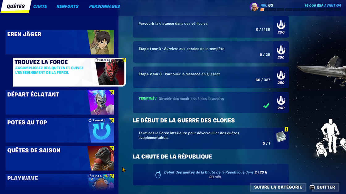 Terminez la Force intérieure pour déverrouiller des quêtes supplémentaires sur Fortnite, comment accomplir le défi Star Wars en saison 2 du chapitre 4 ?