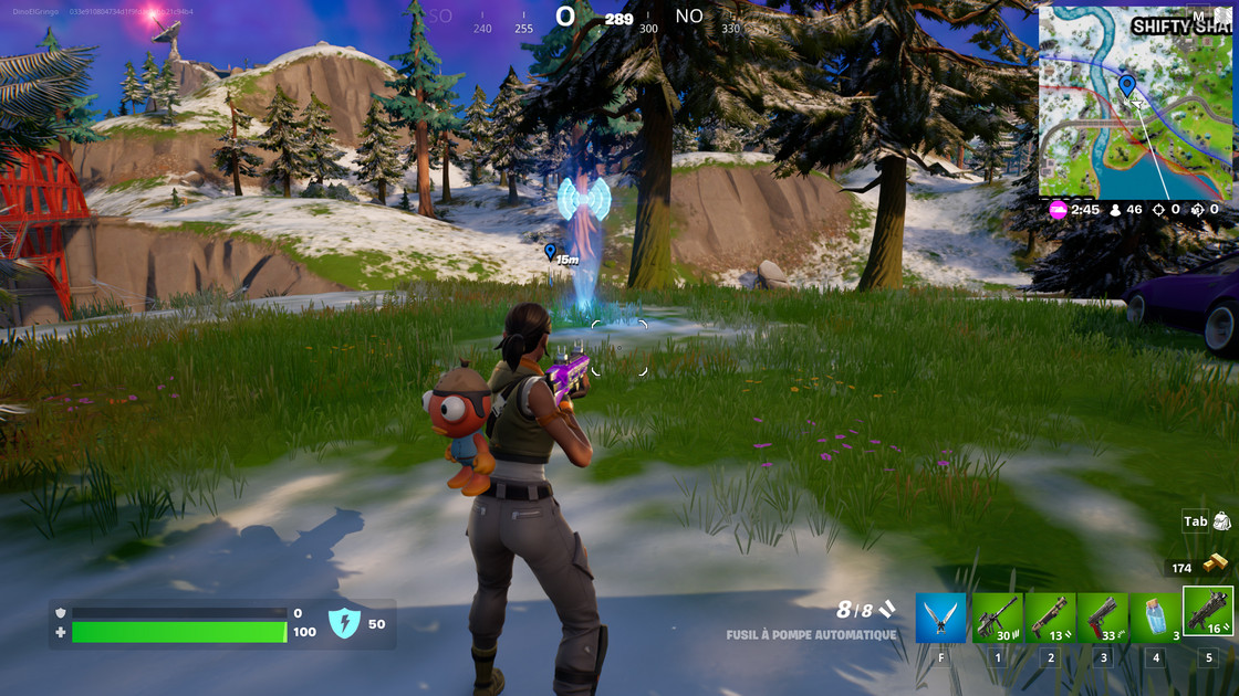 Etablir une liaison avec l'appareil près de Camp Cuddle ou Shifty Shafts dans Fortnite, défi saison 2 chapitre 3