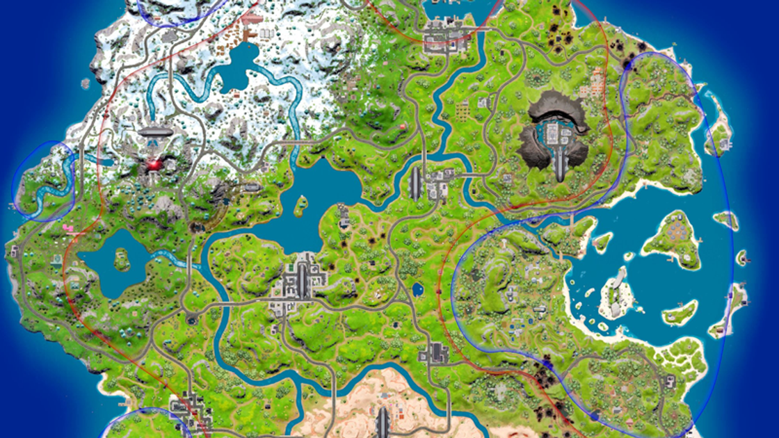 Zone rouge et bleue sur la map de Fortnite en saison 2, c'est quoi ?