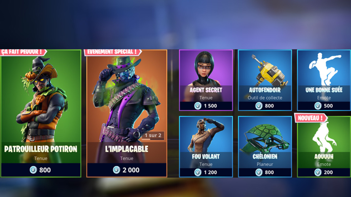 Boutique Fortnite 29 octobre