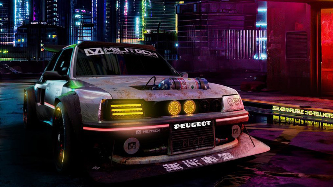 205 t16 Cyberpunk, la voiture Peugeot dans l'univers du jeu