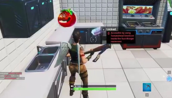 Puce 41, utiliser l'emote Tomato dans le restaurant DurrBurger