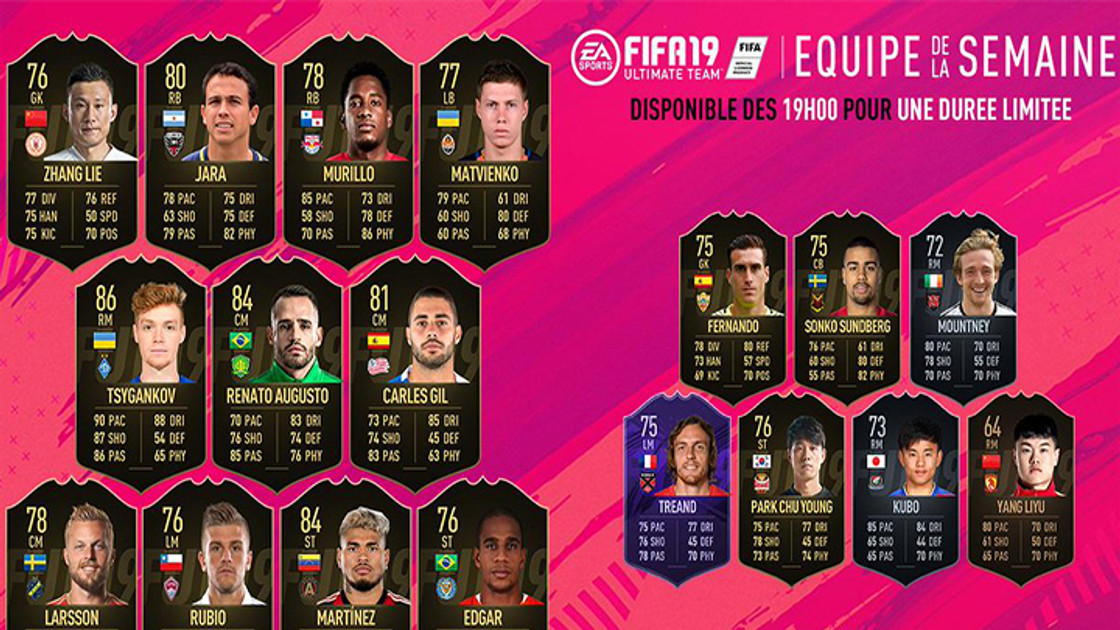 FIFA 19 : TOTW, l'équipe de la semaine 38 – FUT