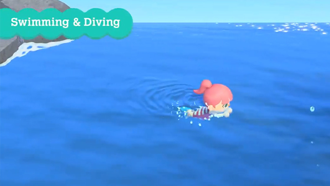 La plongée et nager dans Animal Crossing : New Horizons avec la mise à jour du 3 juillet