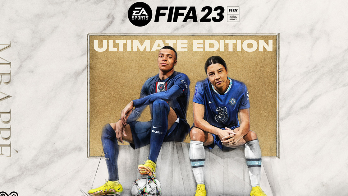 Jaquette FIFA 23, Mbappe et Kerr pour les éditions standard et ultimate