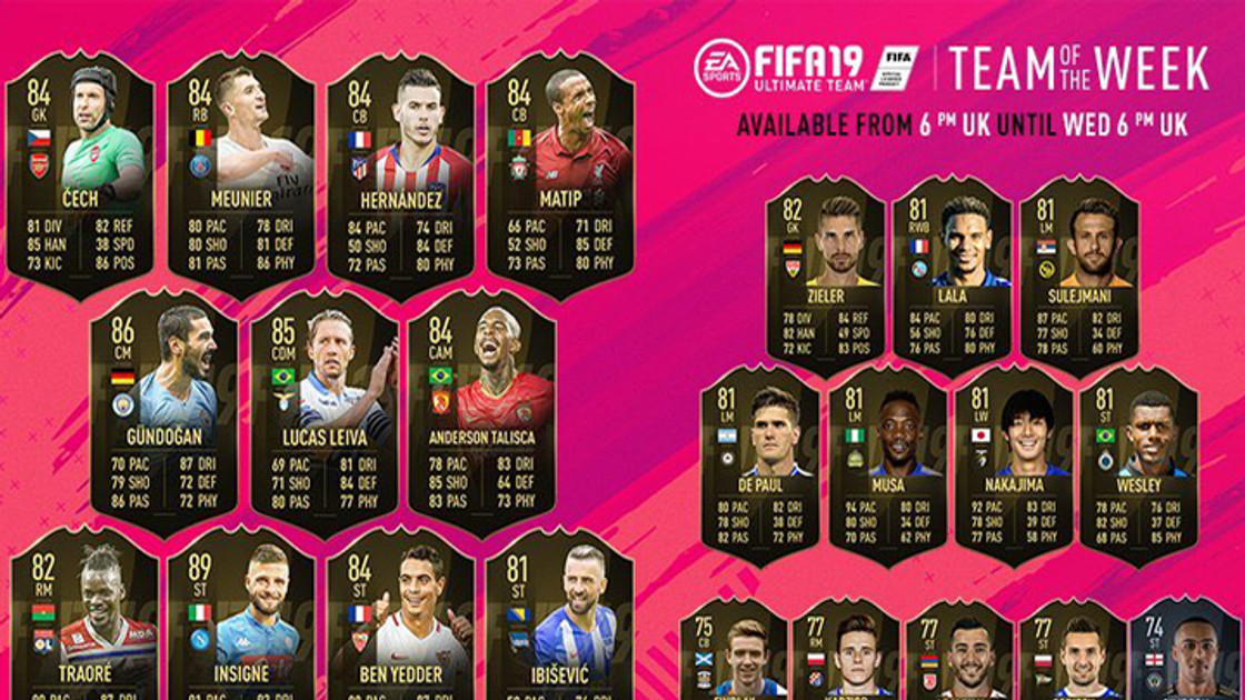 FIFA 19 : TOTW, l'équipe de la semaine 2 - FUT