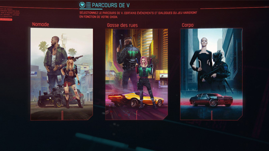 Parcours Cyberpunk 2077, les différentes options