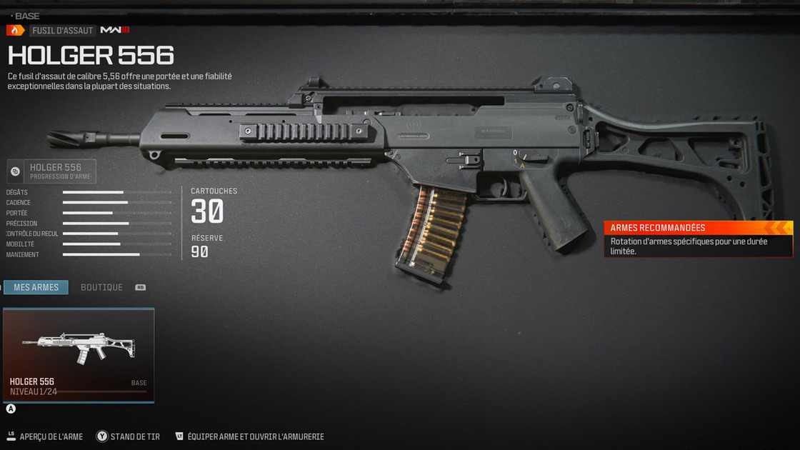 Classe Holger 556 MW3, quels sont les meilleurs accessoires et atouts ?