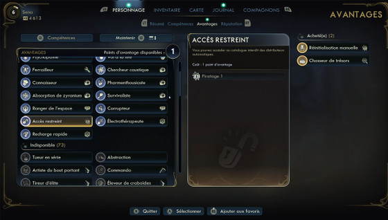 Tier list avantages The Outer Worlds 2 : les meilleurs à prendre dans les premiers niveaux !