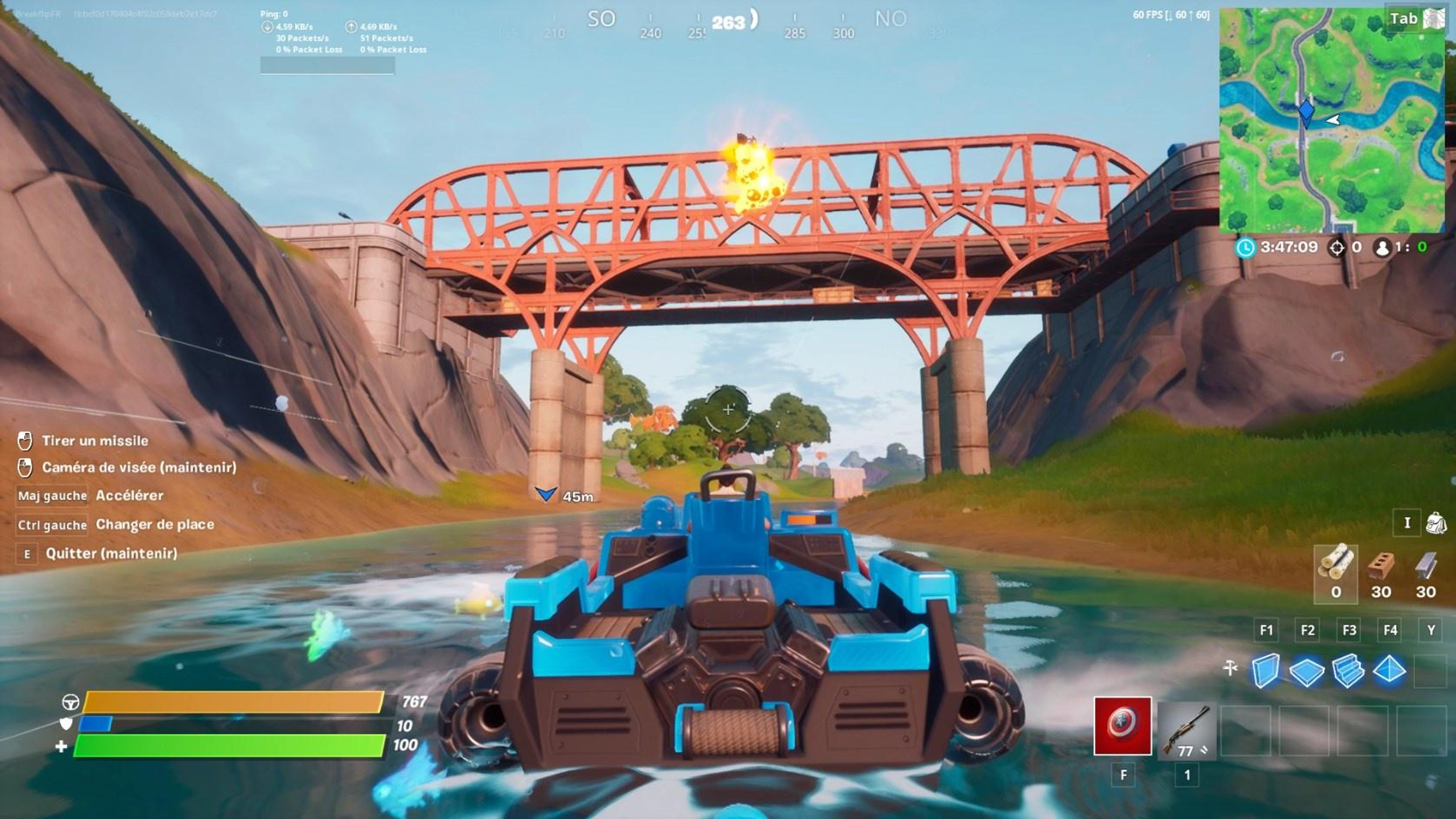 pont-en-acier-rouge-fortnite-canot-motorise