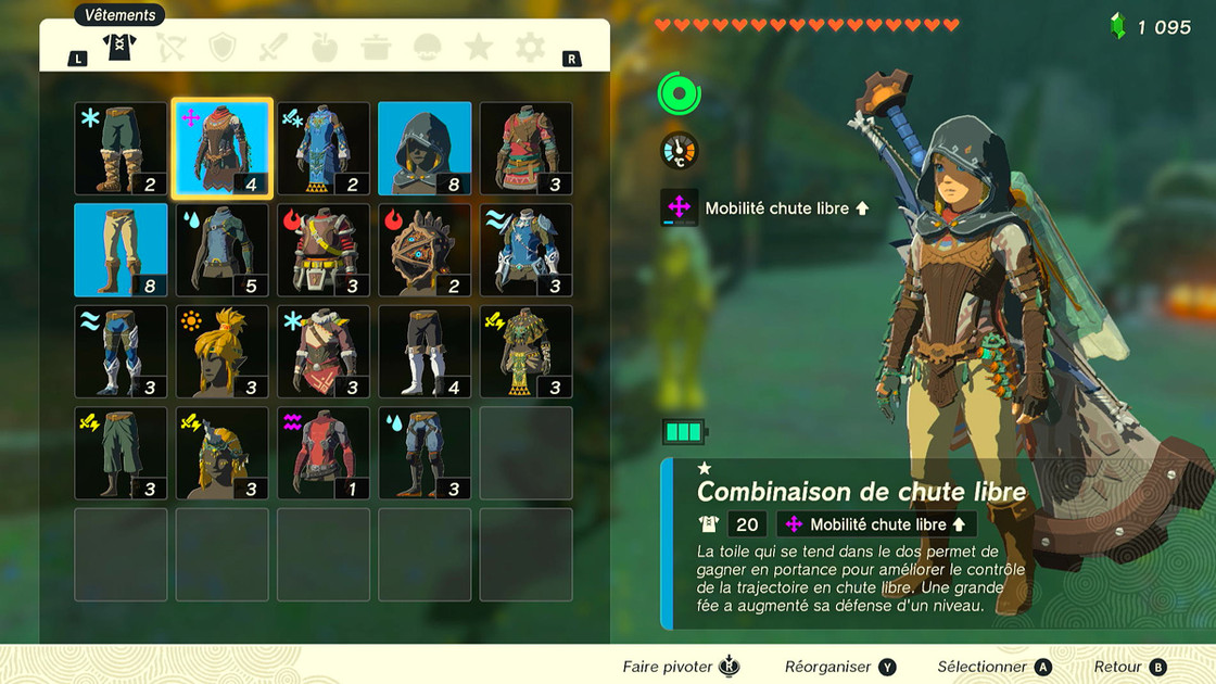 Zelda Tears of the kingdom tenue chute libre, comment l'obtenir ?