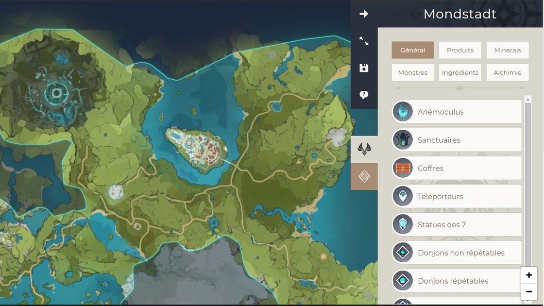 Carte interactive française de Genshin Impact