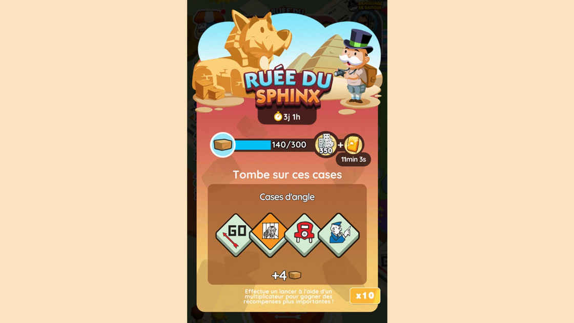 Ruée du sphinx Monopoly GO, paliers, récompenses et durée pour l'événement d'avril 2024