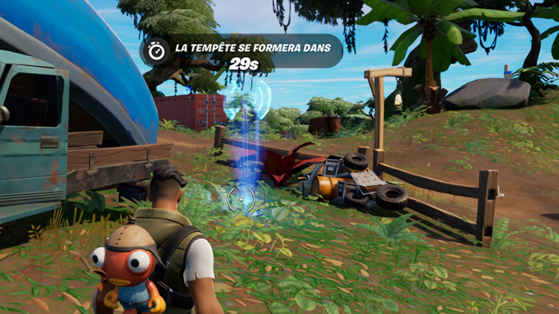 Etablir une liaison avec l'appareil près de Shifty Shafts ou Logjam Lumberyard dans Fortnite, défi saison 2 chapitre 3