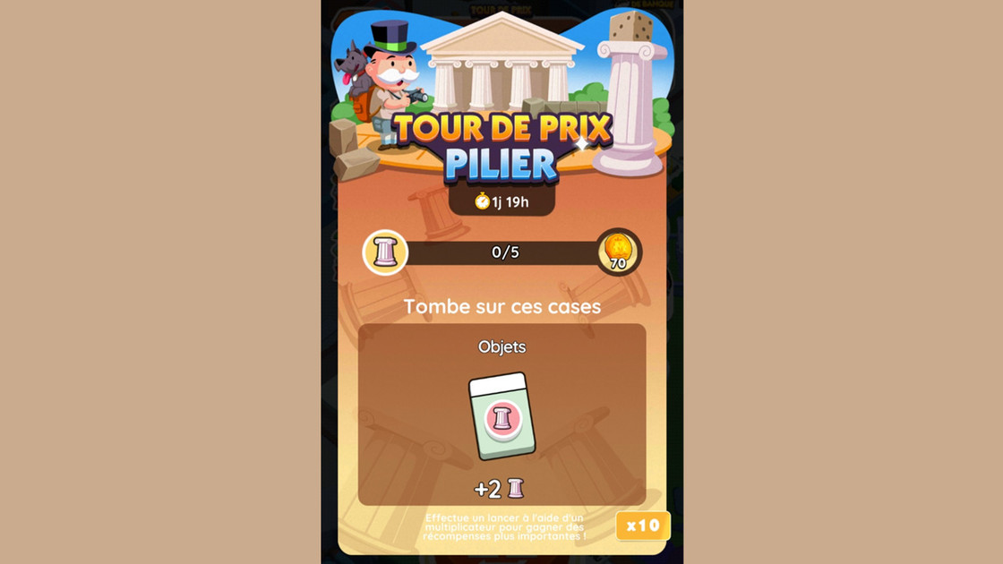 Tour de prix pilier Monopoly GO, paliers, récompenses et durée pour l'événement d'avril 2024