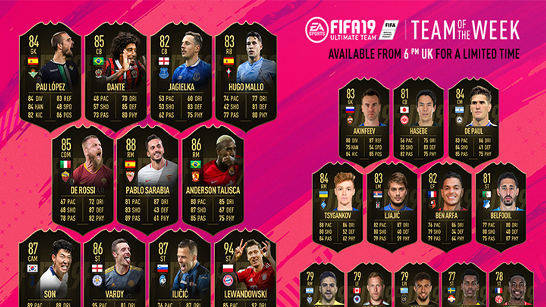 FIFA 19 : TOTW, l'équipe de la semaine 30 – FUT