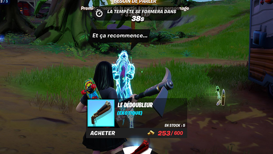 Acheter une arme exotique à un personnage dans Fortnite, défi saison 1 chapitre 3