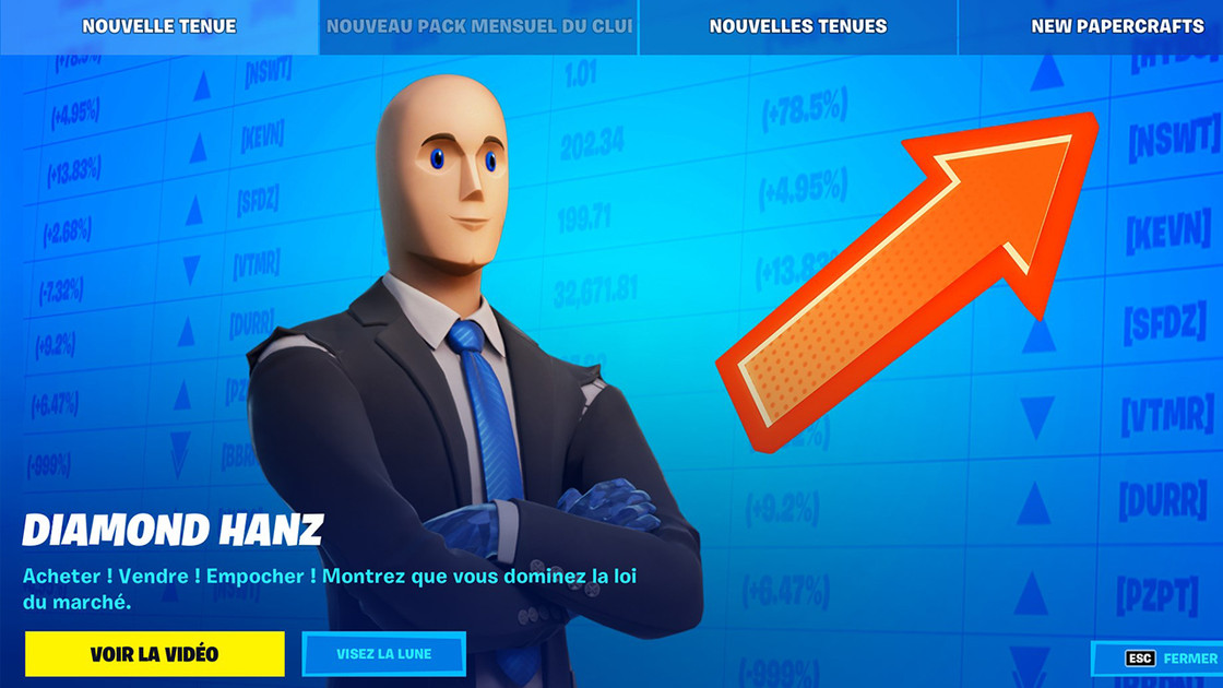 Skin stonks Fortnite, comment avoir la tenue Diamond Hanz ?