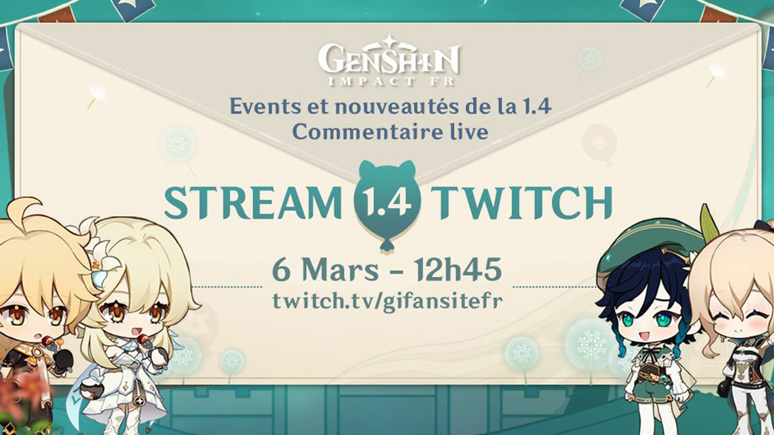 Stream patch 1.4 Genshin Impact, comment suivre le live du 6 mars