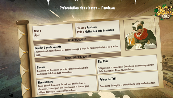 Pandawa sur Dofus Retro Temporis 2 : Parchomancia : rôle, passif, sorts, toutes les infos