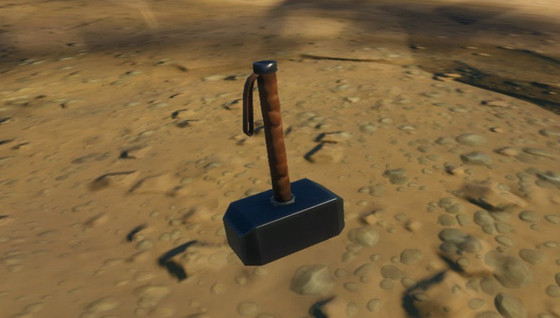 Le marteau de Thor et un cratère sur la map de Fortnite