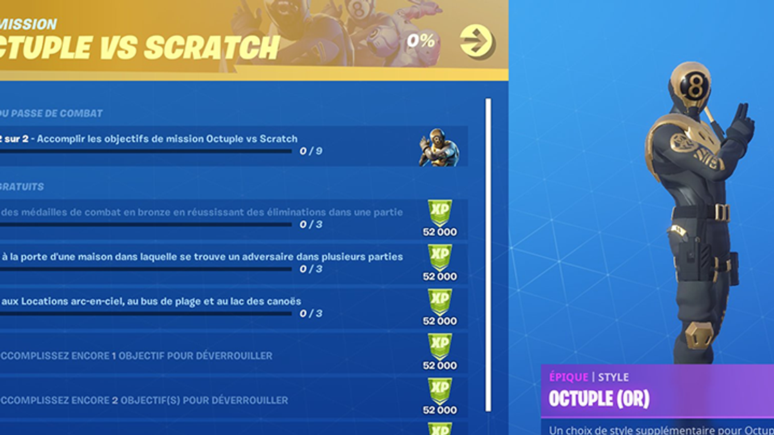 Fortnite : Défis Octuple vs Scratch, guides et astuces