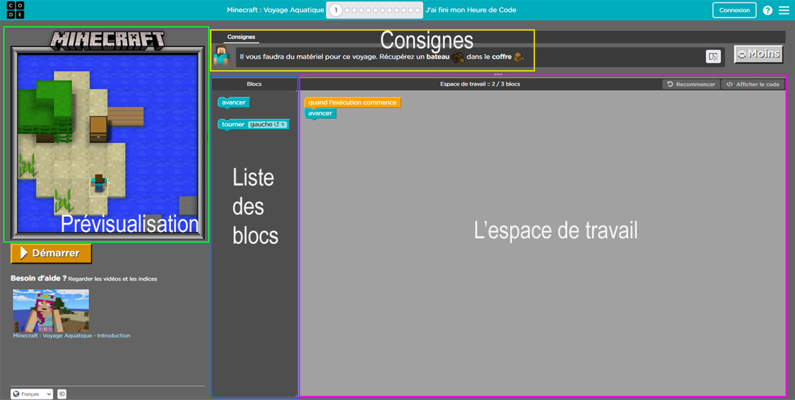 Espace-de-travail-heure-de-code-minecraft-code-org