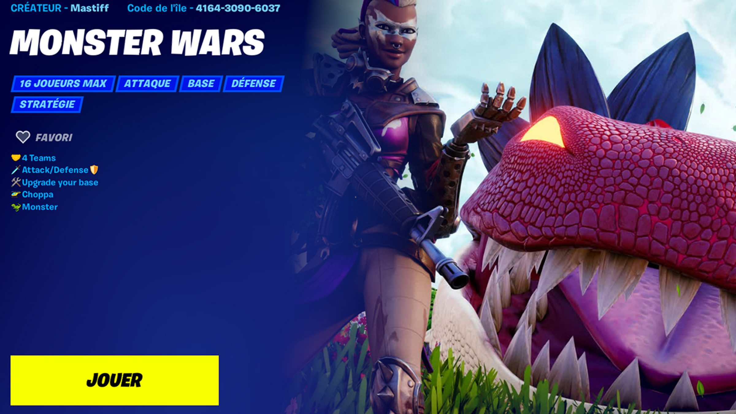 defi-fortnite-creative-map-jouez-comme-vous-voulez-code-createur-patch-aout-2022-guerre-des-monstres