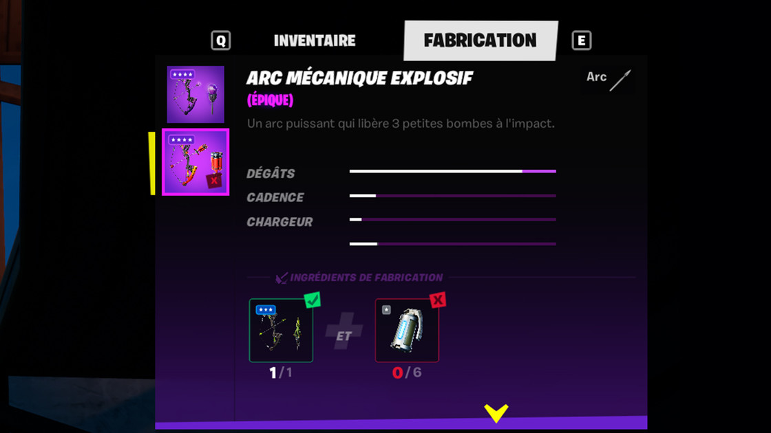 Arc mécanique explosif Fortnite, comment les fabriquer ?