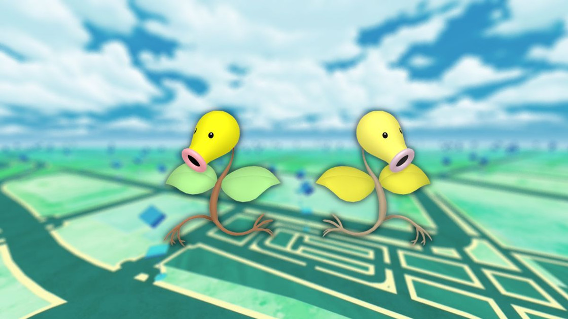 Chétiflor (shiny) dans les Heures de Pokémon Vedette de mai 2023 sur Pokémon GO