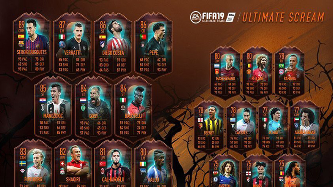 FIFA 19 : Ultimate Scream, tournures des cartes - FUT