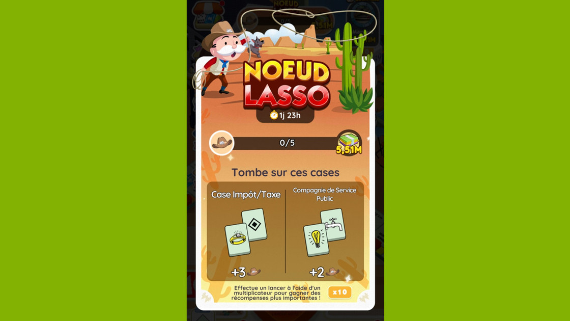 Nœud lasso Monopoly GO, paliers, récompenses et durée pour l'événement de janvier 2023