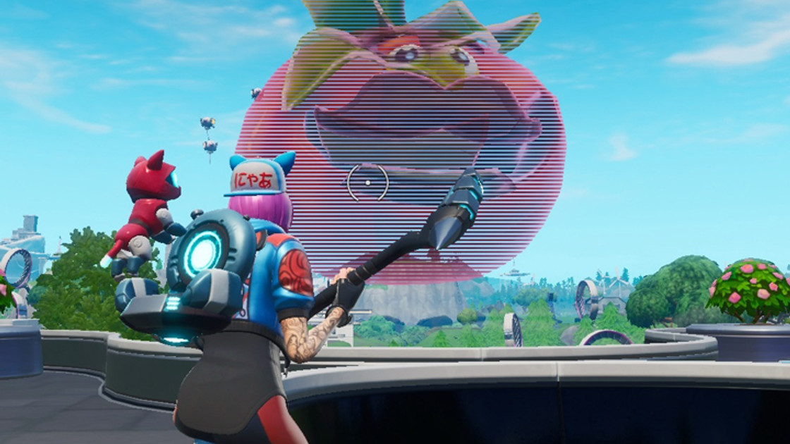 Fortnite : Danser à l'intérieur d'un hologramme de tête de tomate, défi semaine 4 saison 9 - Étape 1