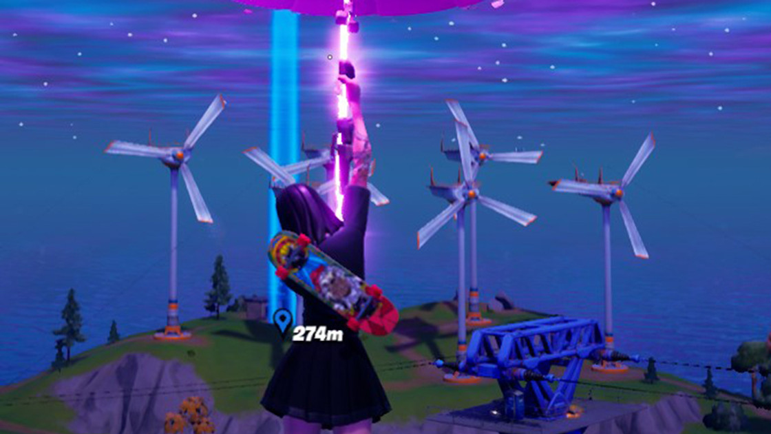 Survivre pendant 30 s au sommet des éoliennes aux Brise-vent dans Fortnite, défi semaine 14 saison 1 chapitre 3